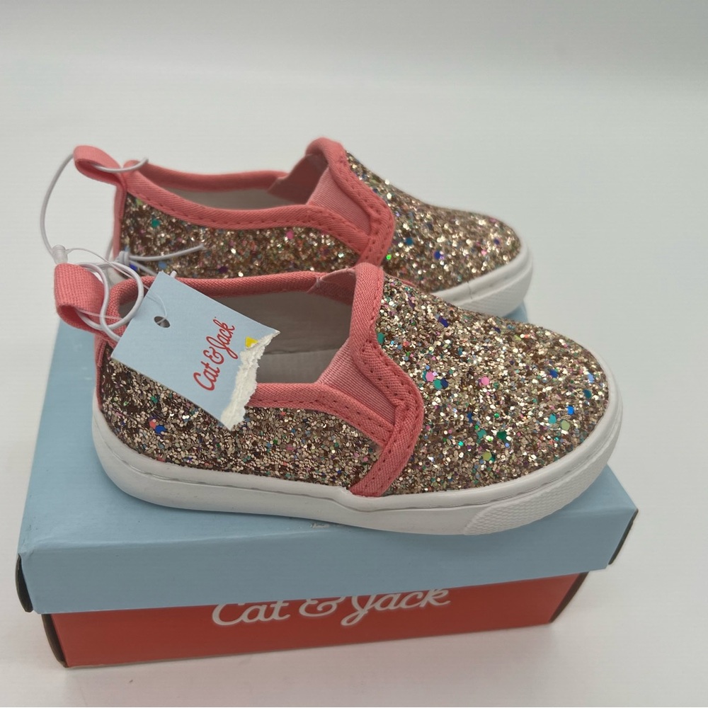 Cat & Jack Toddler Girls' Madigan Slip-On Glitter Sneakers Multicolored Sz 6T - Picture 4 of 7
